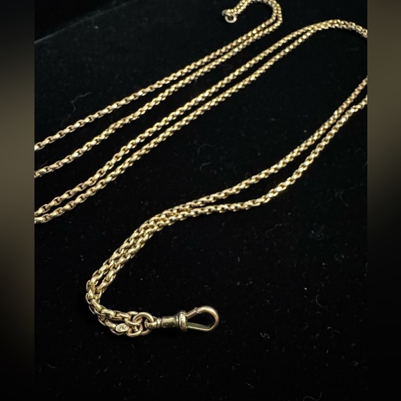 Antique Jewelry - Antique 9ct Yellow Gold Muff Chain Watch Chain Necklace